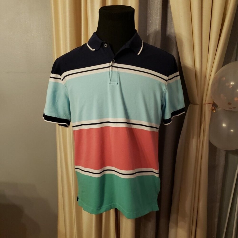 CLUB ROOM Size Large Multicolored Men's Polo Wide Stripe Colorblock Shirt